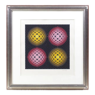 Victor Vasarely Mid Century Framed Serigraph For Sale