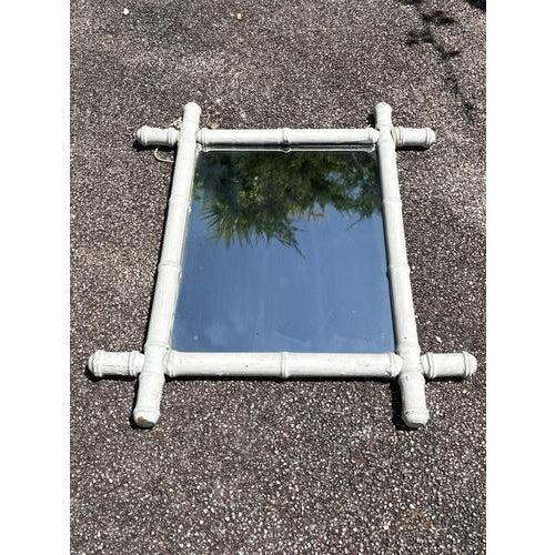 White Bamboo Mirror, France, 1930s For Sale - Image 11 of 13