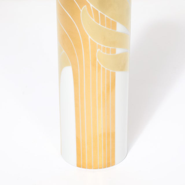 Mid-Century Porcelain Cylindrical Vase W/ 24karat Gold Overlay by Rosenthal For Sale - Image 9 of 17