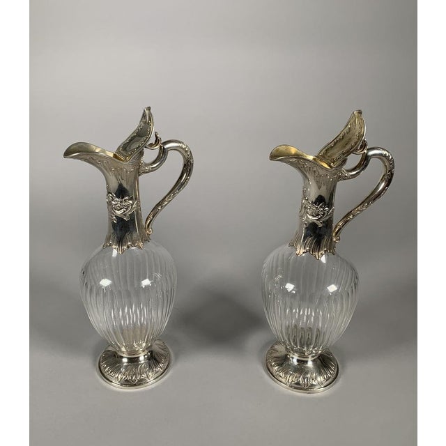 Rococo Antique Rococo Crystal and Silver Ewers, 1850, Set of 2 For Sale - Image 3 of 9