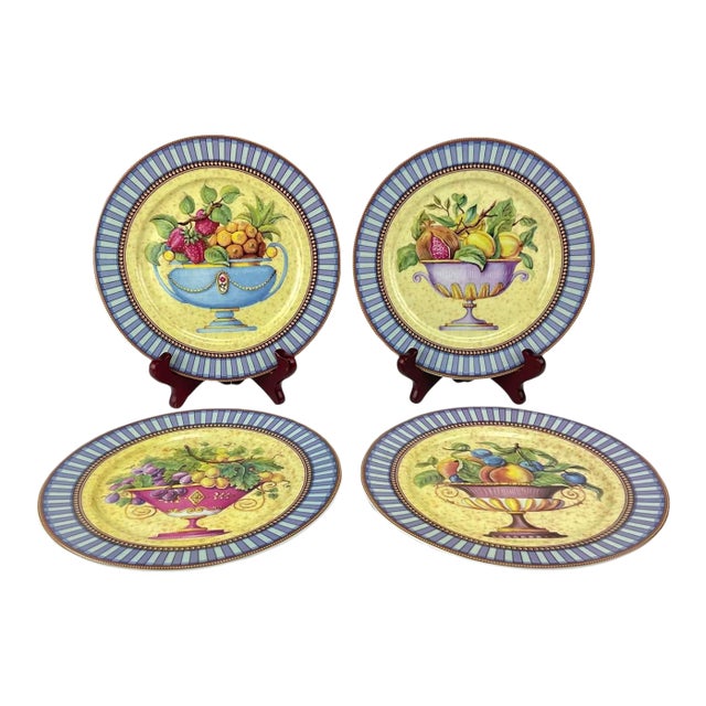 Email De Limoges (Enamel of Limoges) Porcelain Plates From The"Renaissance" Collection by I. Godinger For Sale