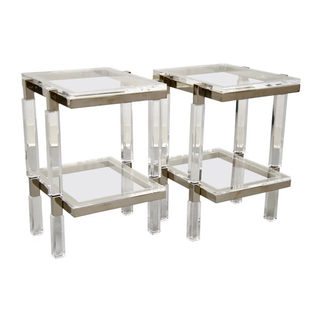 Charles Hollis Jones Nickel and Lucite End Tables - a Pair For Sale - Image 11 of 11