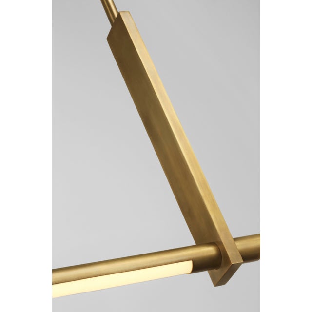 Visual Comfort Kelly Wearstler for Visual Comfort Signature Axis Large Linear Pendant in Antique-Burnished Brass For Sale - Image 4 of 5