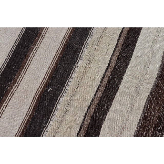 Vintage Turkish Kilim With Stripes in Ivory, Mocha, and Brown 10'2" X15'9" For Sale - Image 13 of 13