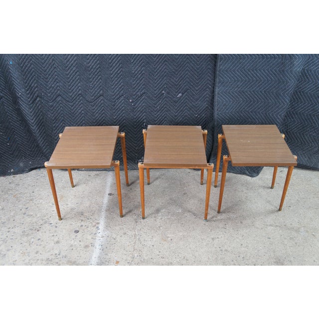 Modern 1960s Mid Century Modern Opal Mobel Teak Laminate Stacking Nesting Tables For Sale - Image 4 of 8