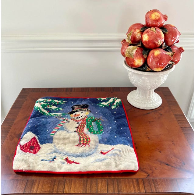 Timeless and classic, this vintage handmade needlepoint pillow cover adds some tradition and warmth to the home during the...