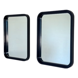Blue Lacquered Wooden Mirrors, 1970s, Set of 2 For Sale