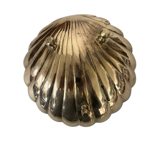 French Country Vintage Brass Scalloped Shell Catchall For Sale - Image 3 of 4