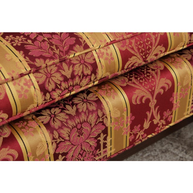 Vintage Camelback Damask Upholstered Sofa For Sale - Image 14 of 16