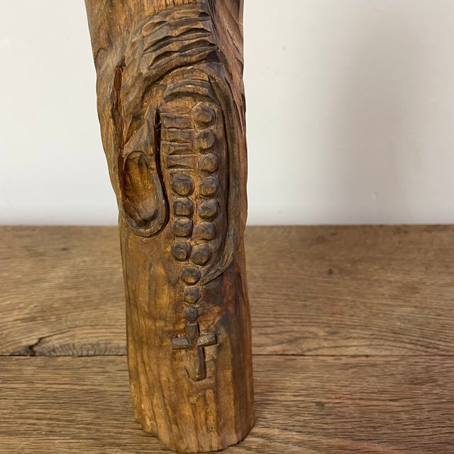 Folk Art Naïve Sculpture in Carved Wood, 1800s For Sale - Image 3 of 8