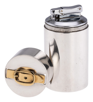 20th Century French Silver Plate & Gilt Table Lighter from Hermès, Paris, 1960s