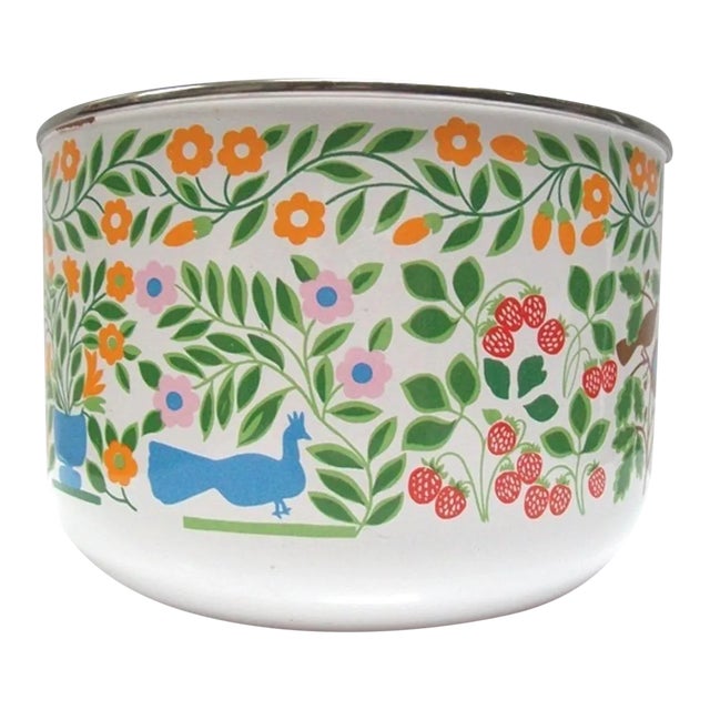 Mid-Century Catherine Holme Style Enameled Bowl Peacock Design For Sale