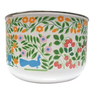 Mid-Century Catherine Holme Style Enameled Bowl Peacock Design