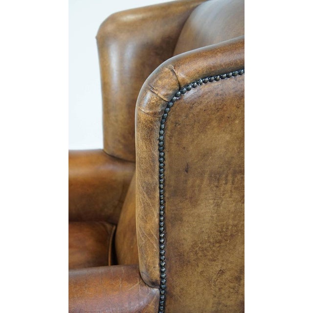Large Wing Chair in Sheep Leather For Sale - Image 12 of 14
