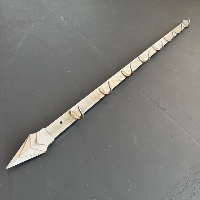 1930s Large Art Deco Arrowhead Steel Butchers Hook Wall Rack For Sale In New York - Image 6 of 9