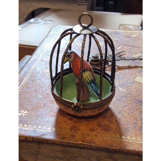 Vintage Limoges Porcelain Caged Parrot Box For Sale In San Antonio - Image 6 of 8