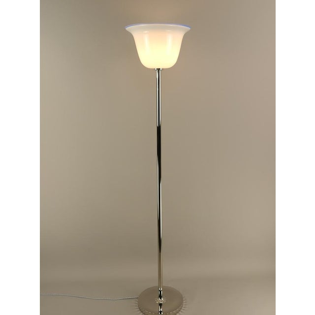 Large Art Deco Chrome Floor Lamp with Opal Glass Shade, Münich, 1920s For Sale - Image 12 of 16