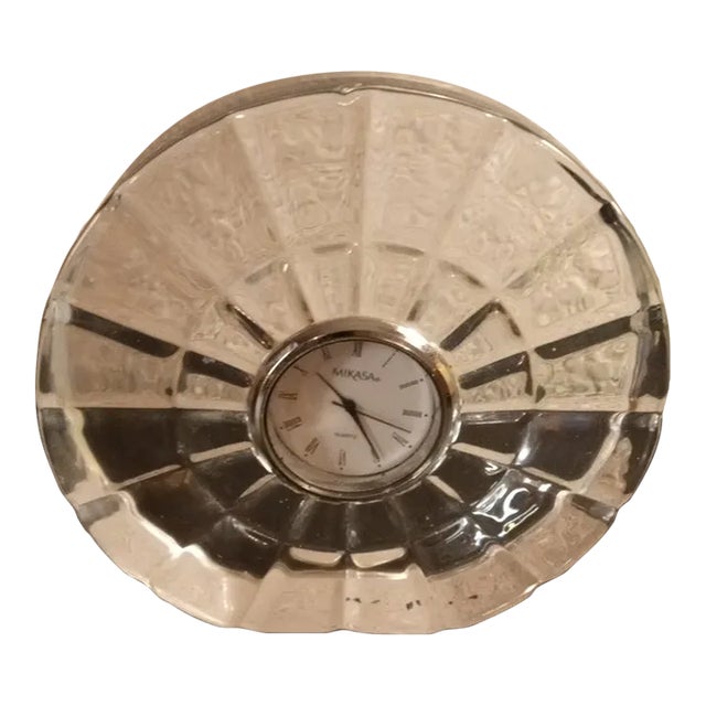 1980s Mikasa Crystal Mantle or Desk Clock For Sale