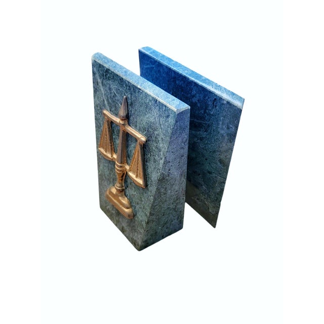 Mid 20th Century Scales of Justice Marble & Brass Attorney Law Judge