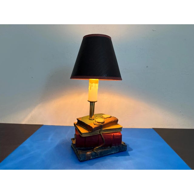 French 1970s Trompe l'Oeil Books Lamp For Sale - Image 3 of 18