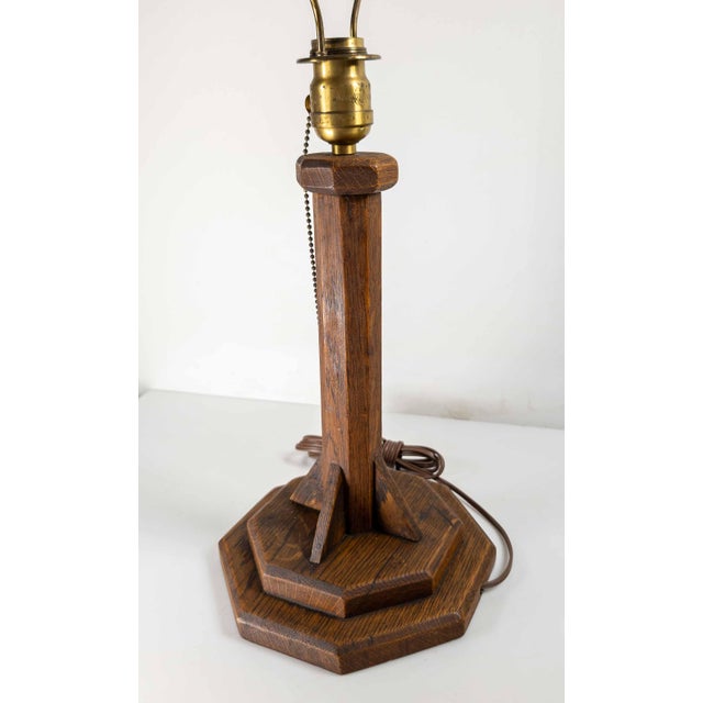 Early 20th Century Early 20th Century American Folk Art Arts & Crafts Oak Table Lamp For Sale - Image 5 of 9