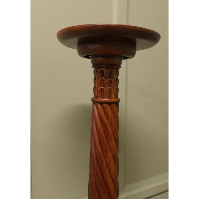 Tall Carved Wood Torcheres, Set of 2 For Sale - Image 3 of 7