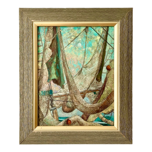 Fishing Nets by Listed, 20th C. American Artist, Elizabeth Saltonstall, Signed & Framed