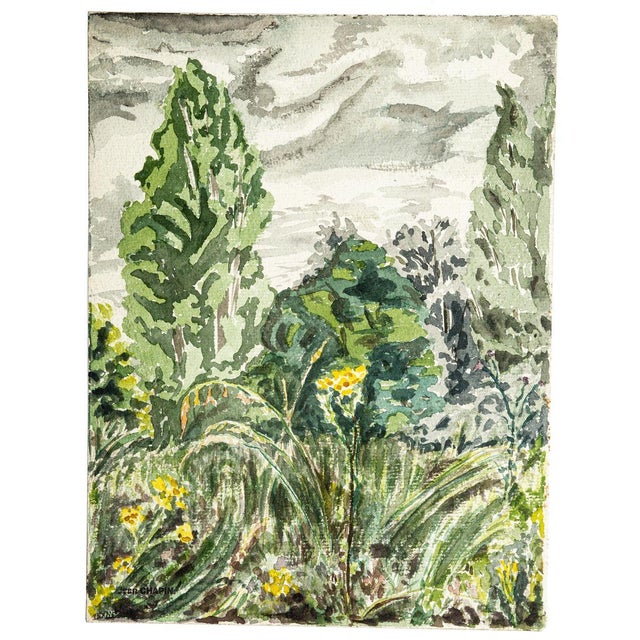 Green Landscape is a watercolor drawing realized by Jean Chapin in the 1920s. Signature stamp of the artist on the lower...