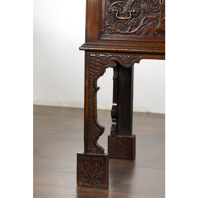 English 19th Century Oak Sideboard with Three Low-Relief Carved Drawers For Sale - Image 10 of 12