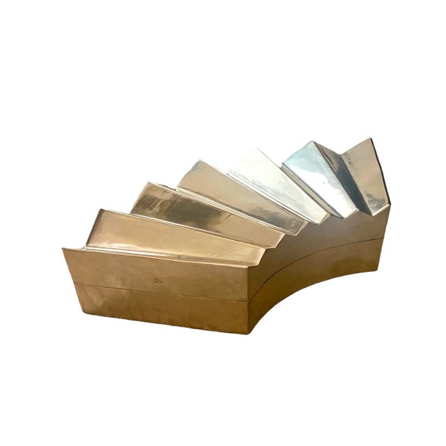 Vintage Large Postmodern Brass Eventail / Fan Box For Sale In Dallas - Image 6 of 10
