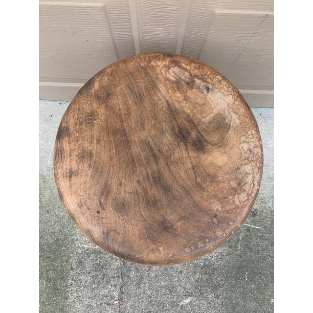 Early 20th Century Rustic Folk Art Wooden Stool or Side Table For Sale In South Bend - Image 6 of 9