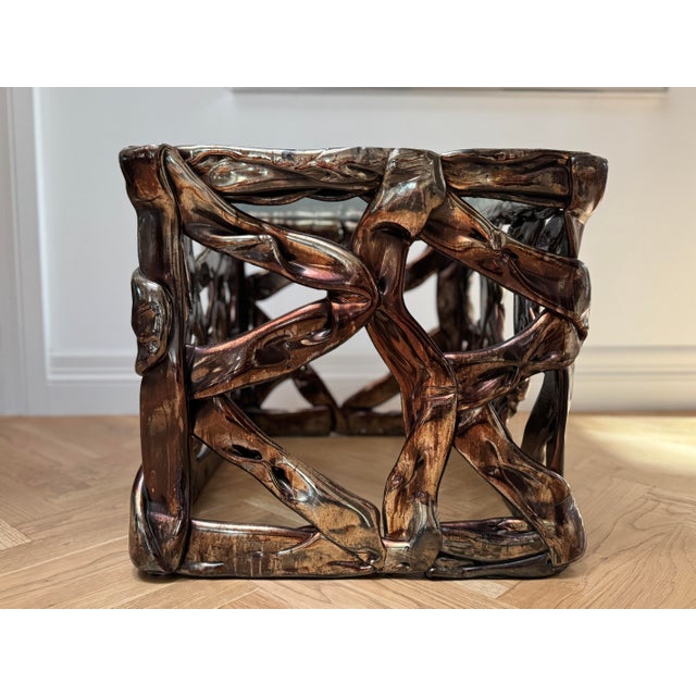 Bronze Pair of Tony Duquette Attributed "Ribbon (Or Taffy)" Side Tables, Mid. 20th Cent. For Sale - Image 8 of 12