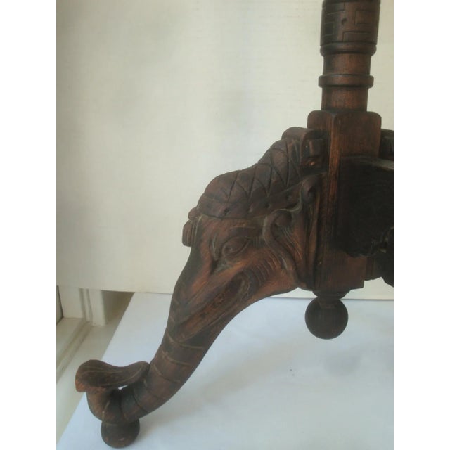 Chinoiserie 19th C. Chinoiserie Elephant Carving Wood Fire Screen For Sale - Image 3 of 8