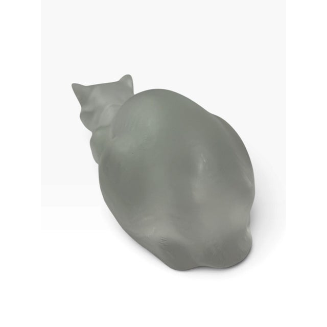 Lalique Lalique France Chat Couché Frosted Crystal Crouching Cat Figurine Signed For Sale - Image 4 of 7