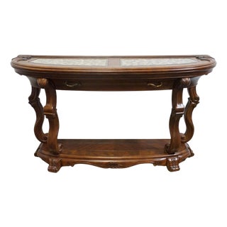 Aico Michael Amini Jane Seymour Platine De Royale Contemporary French Provincial 60" Console Table 09223-229 - Light Espresso Finish For Sale