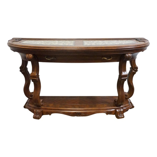 Aico Michael Amini Jane Seymour Platine De Royale Contemporary French Provincial 60" Console Table 09223-229 - Light Espresso Finish For Sale
