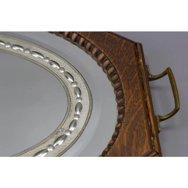 Octagonal Wood Serving Tray with Oval Etched Mirror Base For Sale - Image 6 of 18