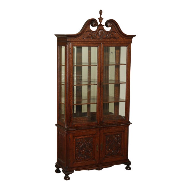 Fine Quality Victorian Antique Carved Oak China Cabinet Chairish