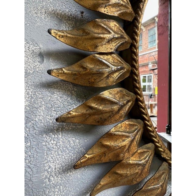 Spanish Gilt Metal Round Sunburst Mirror For Sale In New York - Image 6 of 9