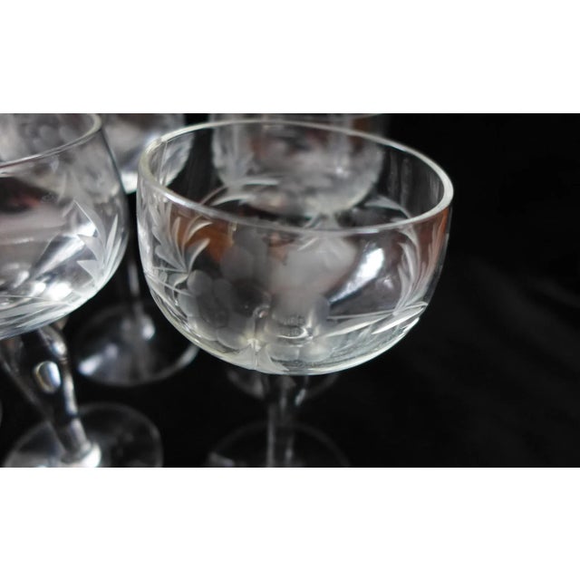 90's Etched Wine Liquor Glasses - Set of 6 For Sale In New York - Image 6 of 11