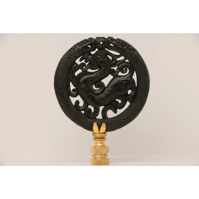 Captured Dragon Carved Stone Lamp Finial For Sale - Image 4 of 4