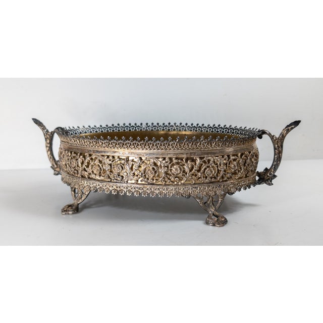 Victorian 19th Century Victorian Silverplate Centerpiece Jardiniere Planter For Sale - Image 3 of 14