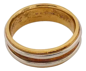 18 Karat Gold and Platinum Band Ring Wedding Bridal Ring, Size 6.5