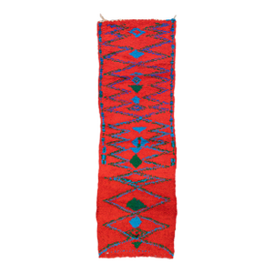 Vintage Beni Ourain Moroccan Handmade Bright Orange Berber Wool Runner