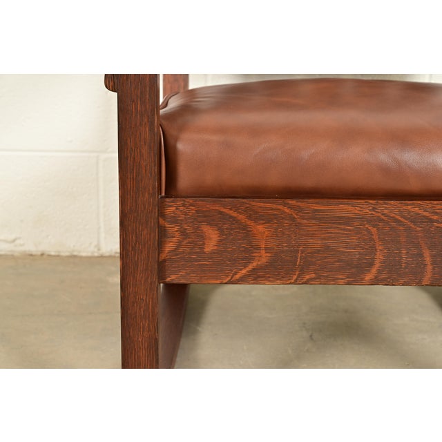 Brown Gustav Stickley Antique Mission Oak Arts & Crafts Rocking Chair, Circa 1910 For Sale - Image 8 of 13