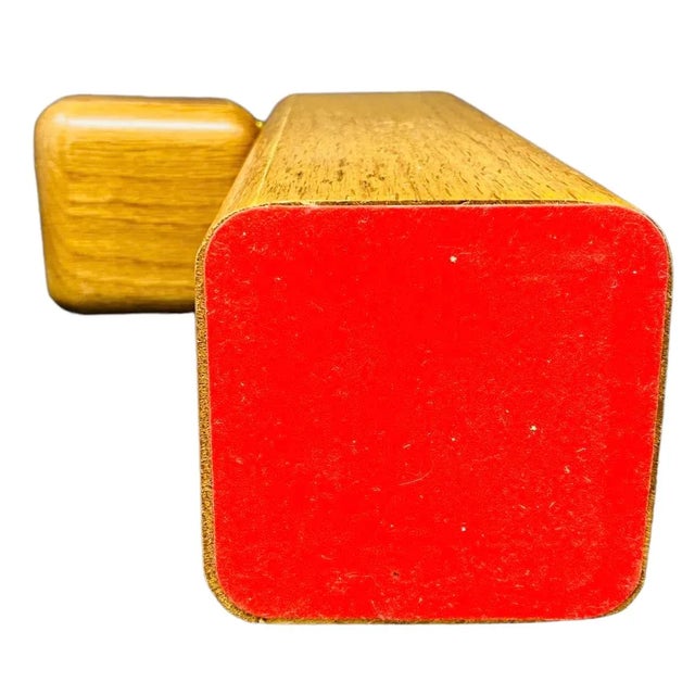 Wood Late 20th Century Oak Fireplace Matchbox Holder With Brass Lion Pull For Sale - Image 7 of 8