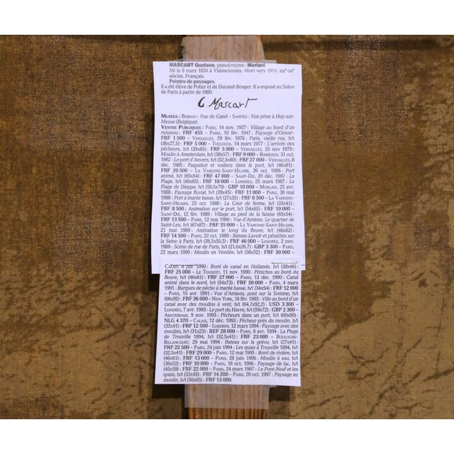 19th Century French Windmill Landscape Oil on Canvas Painting by Gustave Mascart For Sale - Image 12 of 12