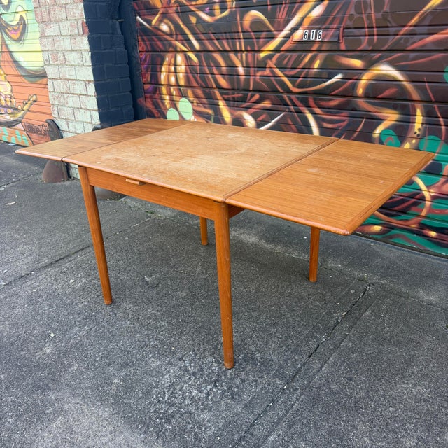 Mid 20th Century Square Teak Dining Table With 2 Leaves For Sale - Image 5 of 12