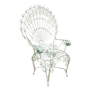 Victorian Iron Peacock Garden Chair For Sale