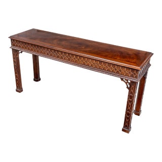 Vintage Henredon Chinese Chippendale Carved Mahogany Console Table For Sale